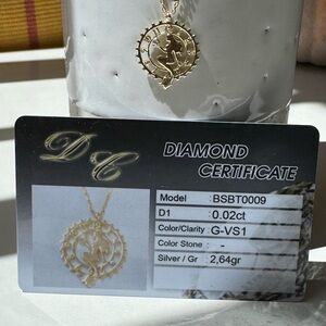 Certified 0,02 ct. Diamond 14K  Necklace NEW with giftbox!HOLIDAY GIFT🎄🎁🎅🏻💎